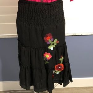 Floral Black Skirt